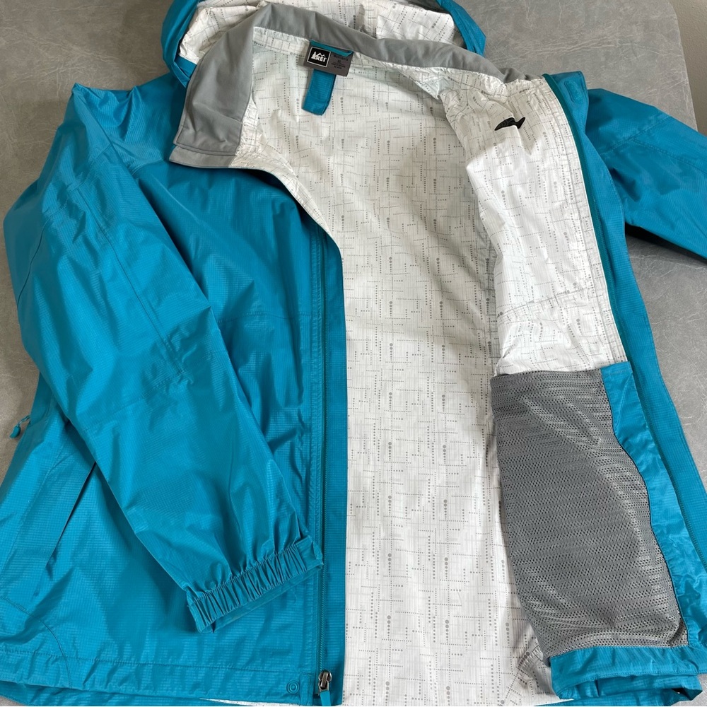 REI Teal Waterproof Hooded Rain Jacket - Picture 7 of 7